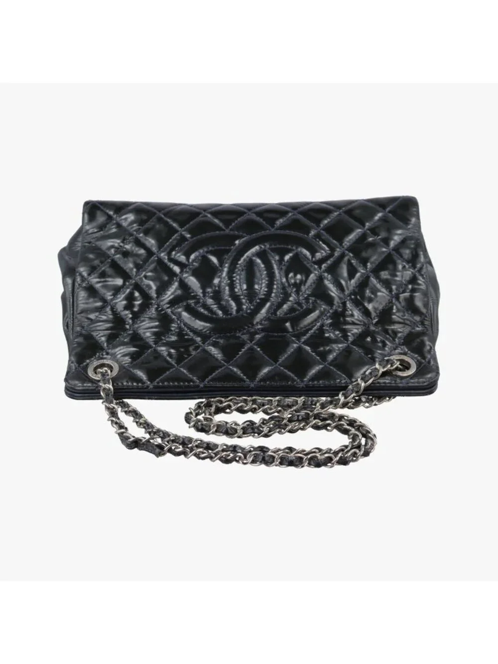 Chanel Quilted CC Logo Grand Shopping Tote GST Green Patent